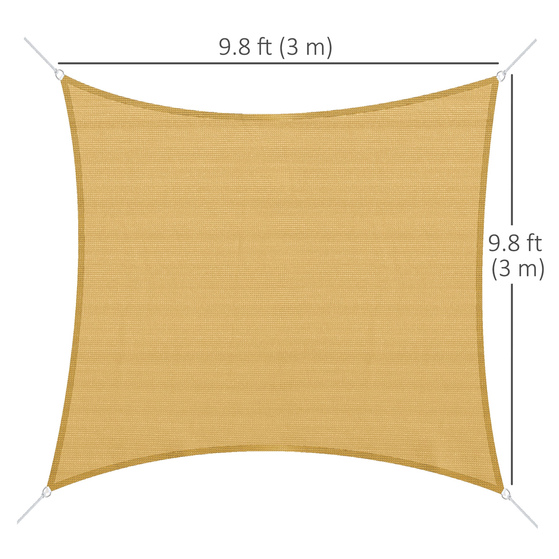 10ft x10ft Square Canopy Sun Shade Sail Garden Cover UV Protector Outdoor Patio Lawn Shelter with Carrying Bag Sand