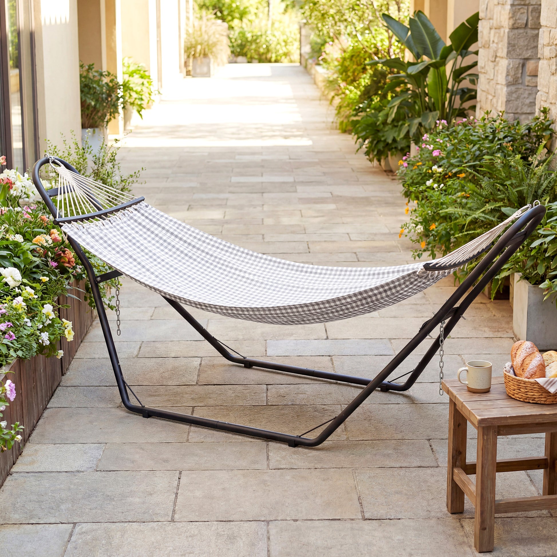 Hammock Stand with Adjustable Height Steel Frame for 0.8" -1.2" Person 109.4" Black