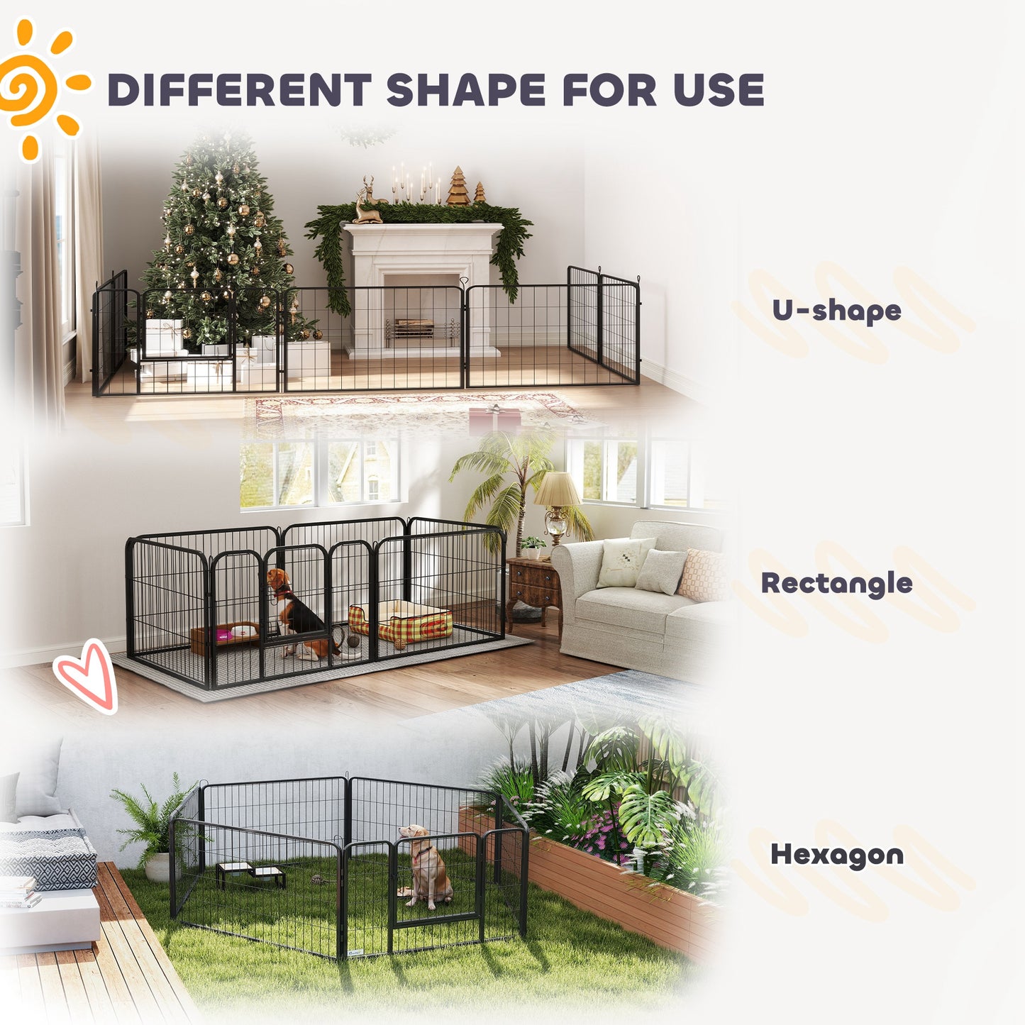 7 Panel Dog Whelping Box Convertible DIY Pet Playpen with Washable Pee Pads, 600D Oxford Fabric, 96" x 48" x 24"