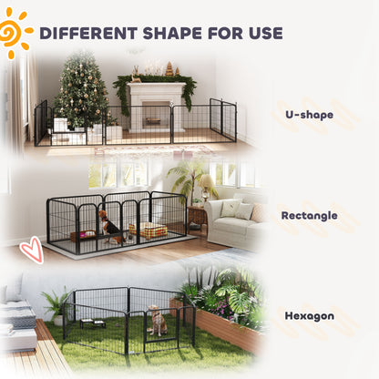 7 Panel Dog Whelping Box Convertible DIY Pet Playpen with Washable Pee Pads, 600D Oxford Fabric, 96" x 48" x 24"