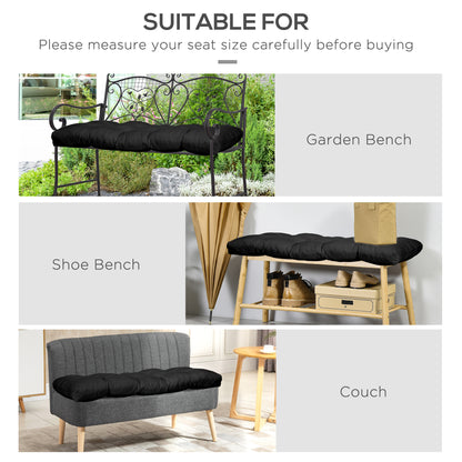 Set of 2 Patio Bench Replacement Cushions, 2 Seater Outdoor Loveseat Cushion Seat Pad, 43" x 19" x 3", Black