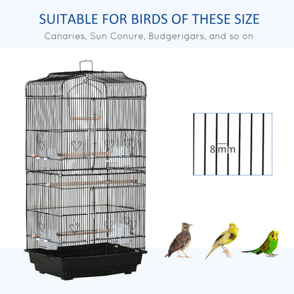 36" Bird Cage, Macaw Play House, Cockatoo, Parrot, Finch Flight Cage, 2 Doors Perch, 4 Feeder Pet Supplies, Black