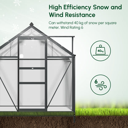 Greenhouse Garden, Green House, Outdoor Greenhouse Kit, PC Board with Sliding Door, 6.2' x 4.3' x 6.6', Grey