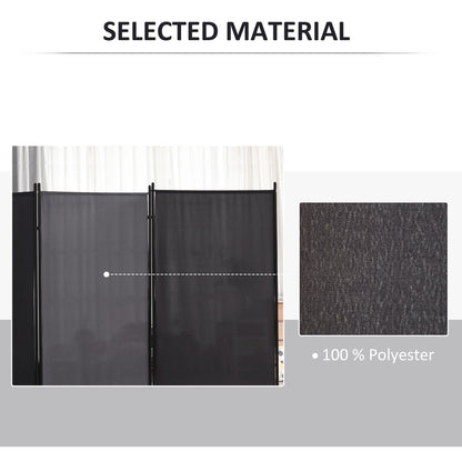 6' 3 Panel Room Divider, Double Hinged Folding Wall Divider, Indoor Privacy Screen for Home Office, Charcoal Grey