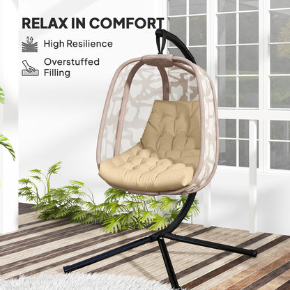Outdoor Swing Cushion, Tufted Patio Cushion Replacement for Garden Chair Egg Chair, Indoor Outdoor Seat Cushion, Beige