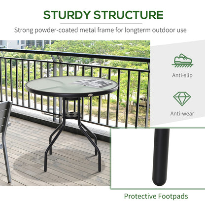 31.5'' Round Bistro Table Outdoor Dining Coffee Table w/ Tempered Glass Top Patio Garden Side Table Weather-resistant