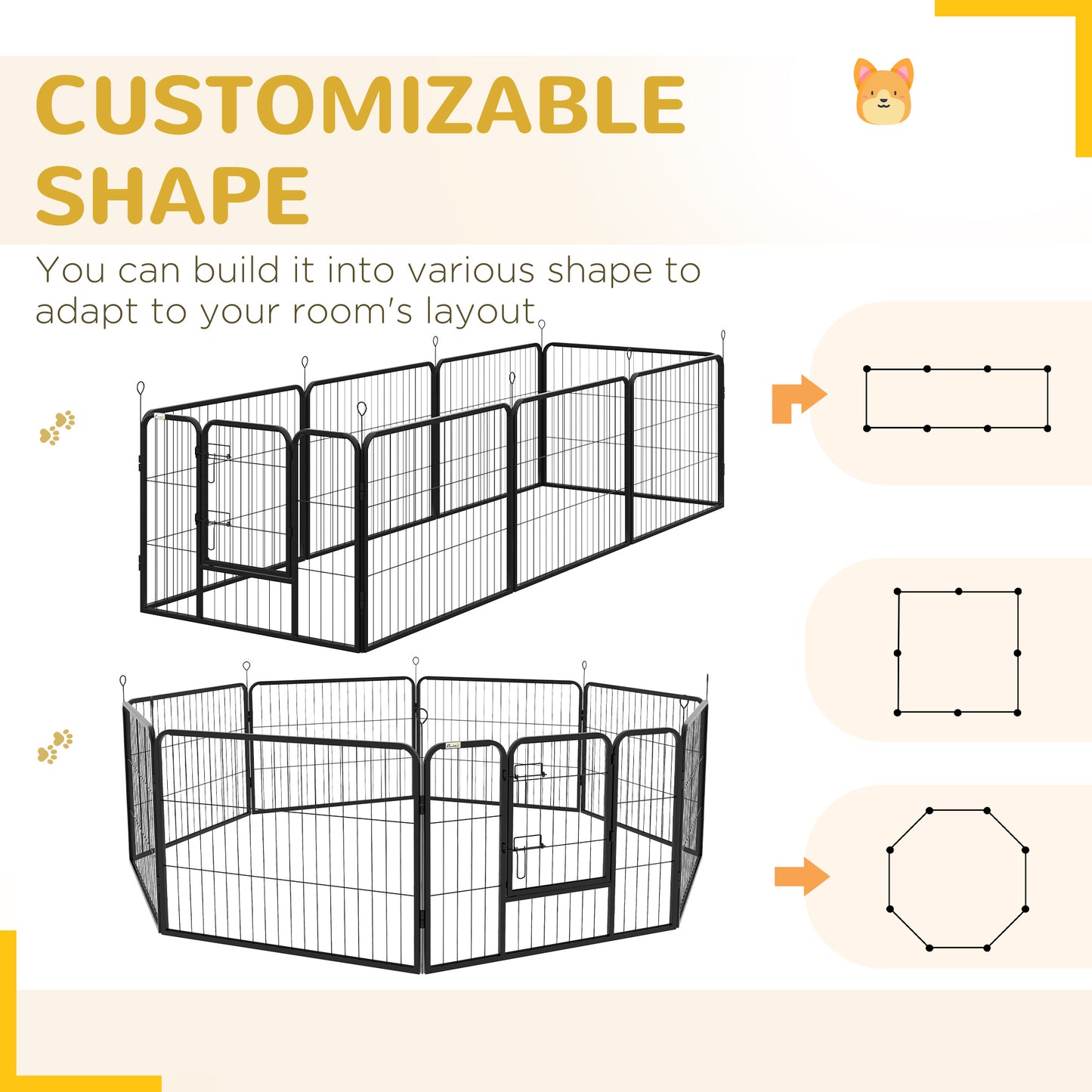 8 Panel Heavy Duty Dog Playpen 23.5" Height for Small Medium Dogs