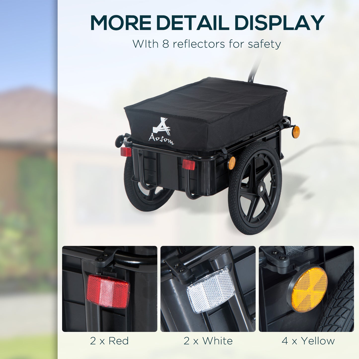 Aosom Multi-Functional Bike Trailer Steel Large Bike Luggage Cart Carrier Black