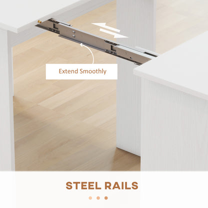 23.6"-70.9" Extendable Dining Table for 6-8 People, Space-Saving Rectangular Kitchen Table for Small Spaces, Dining Room, Kitchen, Living Room, White