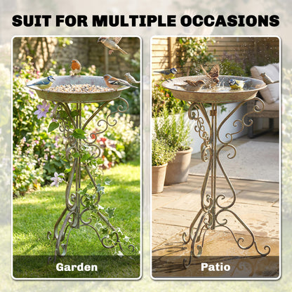 30" Tall Bird Bath with Bird Statue and Decorative Stand, Freestanding Vintage Garden BirdBath Bowl Pedestal