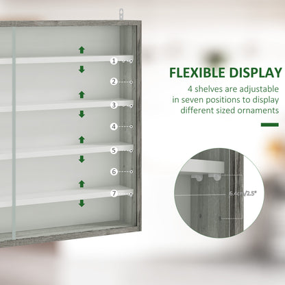 5-Tier Display Cabinet, Shot Glass Display Case, Glass Curio Cabinet with 2 Glass Doors and 4 Adjustable Shelves, White