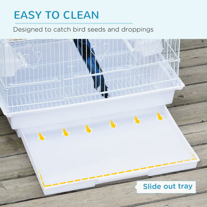 36" Bird Cage, Macaw Play House, Cockatoo, Parrot, Finch Flight Cage, 2 Doors, Perch 4 Feeder Pet Supplies, White