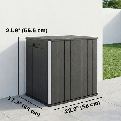 30 Gallon Storage Box, Outdoor Side Table with Umbrella Holder, Black