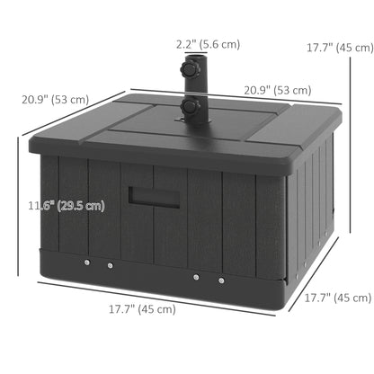 3-in-1 Outdoor Umbrella Base with Wheels and Handles, End Table, Flower Box Planter with Hole, 176 lbs. Capacity, Black