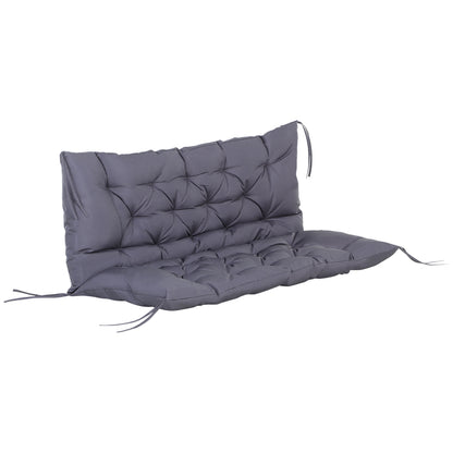 2 Seater Garden Bench Cushion, Soft Thick Outdoor Non-Slip 2 Seater Soft Pad With Backrest for Garden Patio, 52" x 43" x 4", Dark Grey