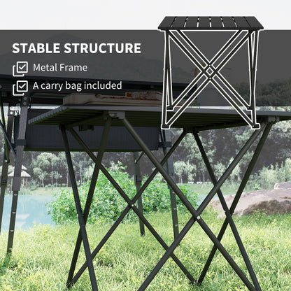 Folding Camping Table, Outdoor Portable Picnic Table with Carry Bag, Foldable Table for Camping, Picnic, Hiking, Black