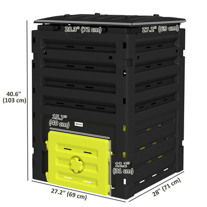 Compost Bin, Garden Composter with 80 Vents and 2 Sliding Doors, 120 Gallon (450L), Yellow