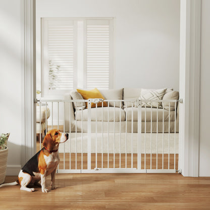 30 Inch Tall Pet Gate with Door Dog Gate and Barrier Indoor for Stairs Includes 7", 8", 12" Extensions Kit