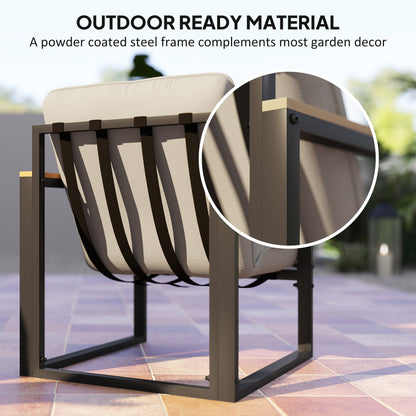 4 Piece Patio Furniture Set, Outdoor Loveseat Sofa Set with Thick Cushions and Coffee Table, Light Grey