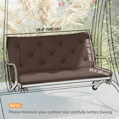 Garden Bench Cushion with Backrest, Non-Slip 2 Seater Soft Pad with Ties, Coffee