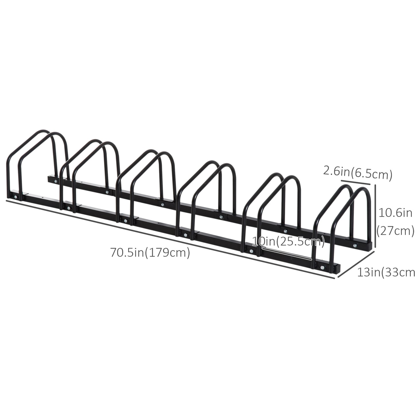 6-Bike Bicycle Floor Parking Rack Cycling Storage Stand Ground Mount Garage Organizer for Indoor and Outdoor Use Black