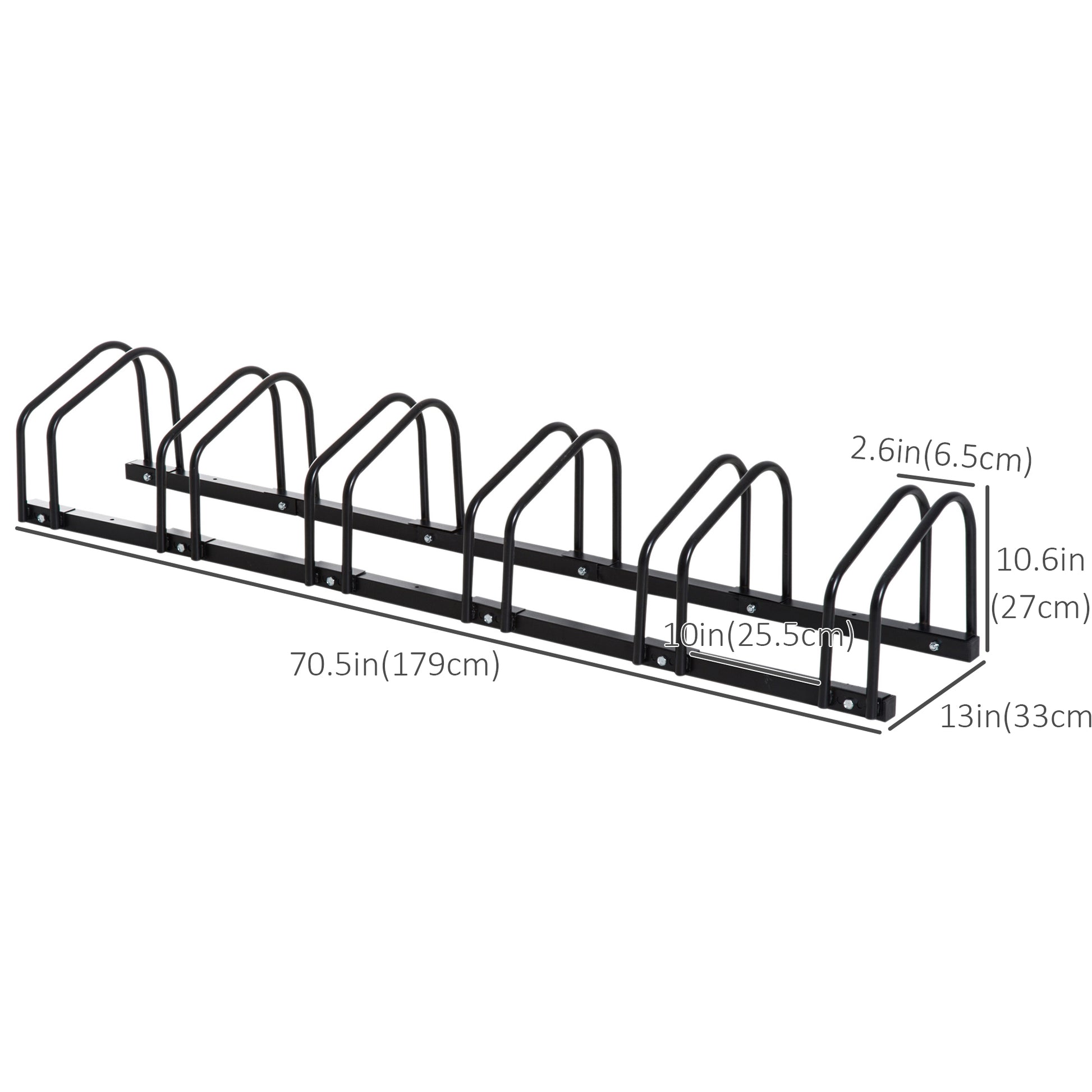 6-Bike Bicycle Floor Parking Rack Cycling Storage Stand Ground Mount Garage Organizer for Indoor and Outdoor Use Black