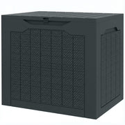 28 Gallon Deck Box, Resin Outdoor Storage Box with Handles, Waterproof and UV Resistant Storage Container