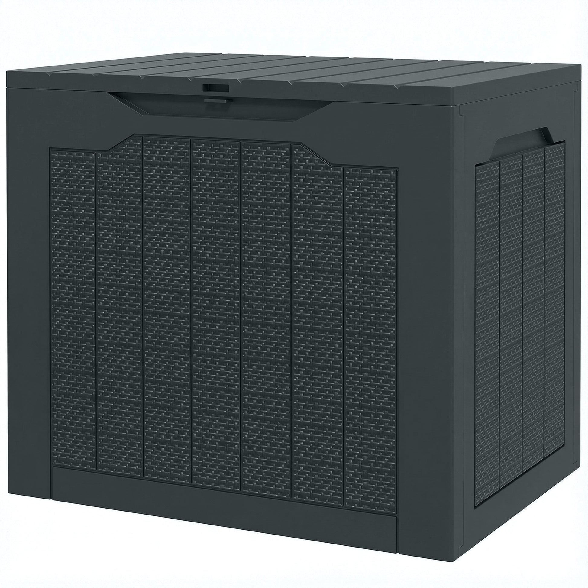 28 Gallon Deck Box, Resin Outdoor Storage Box with Handles, Waterproof and UV Resistant Storage Container