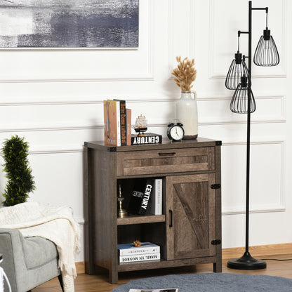 Rustic Barn Door Storage Cabinet Modern Farmhouse Buffet Sideboard for Kitchen & Dining Room Dark Oak