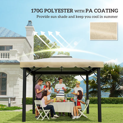 10' x 10' Gazebo Replacement Canopy, Gazebo Top Cover with Double Vented Roof for Garden Patio Outdoor TOP ONLY, Beige