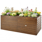 5' x 3' x 2' Raised Garden Bed, Galvanized Planter Box for Growing Flowers, Herbs and Vegetables Dark Brown Wood Effect