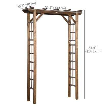 85" Wooden Outdoor Garden Arbour, Garden Arch Trellis for Climbing Vines for Wedding and Ceremony - Carbonized