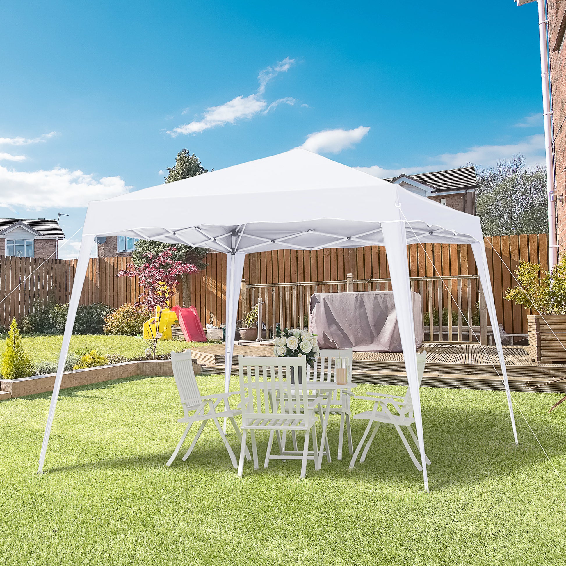 8' x 8' Pop Up Canopy, Outdoor Foldable Tent, Portable Canopy Tent with Carrying Bag for Camping, Party, Picnic, White