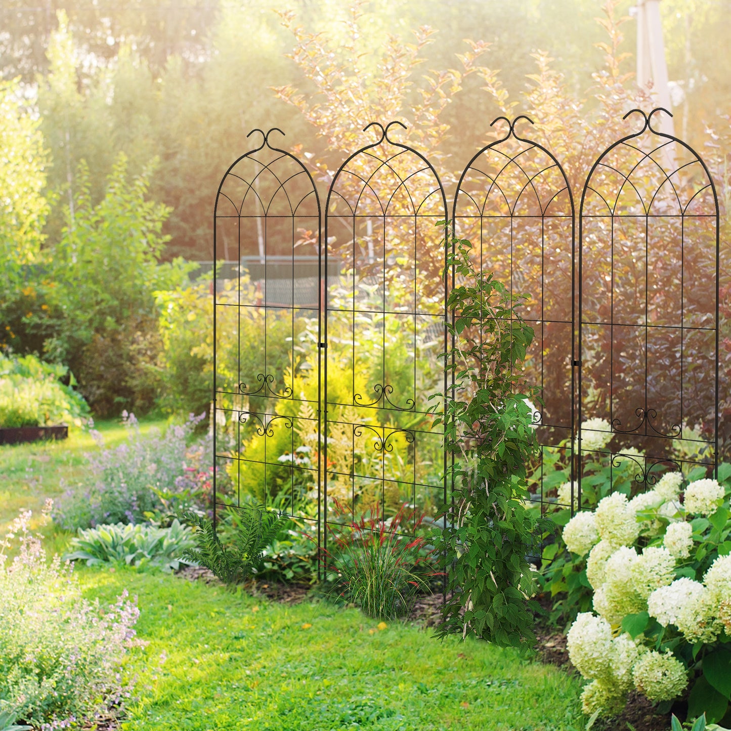 2 Pcs Garden Trellis for Climbing Plants, Outdoor Metal Trellis Plant Support Trellises for Patio, Lawn, Backyard
