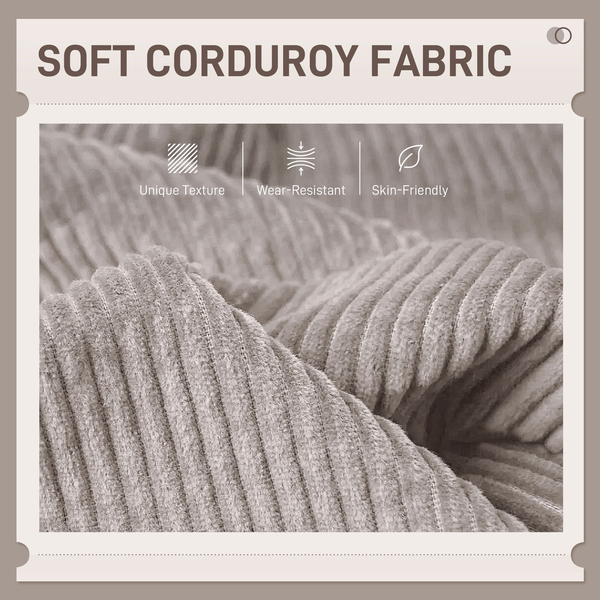 Modern Couch, 3 Seater Sofa, Corduroy Loveseat with Rubberwood Legs and Extra-Wide Seat, Light Grey