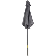6.6FT Patio Umbrella, Outdoor Parasol with 6 Solid Ribs, Dark Grey