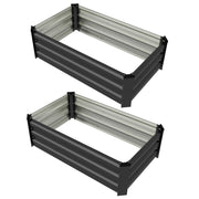 Set of 2 Galvanized Raised Beds for Garden, Outdoor Planter Box for Flowers, Herbs and Vegetables, Grey