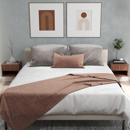 Floating Nightstand Set of 2, Wall Mounted Bedside Table with Drawer for Bedroom, Brown
