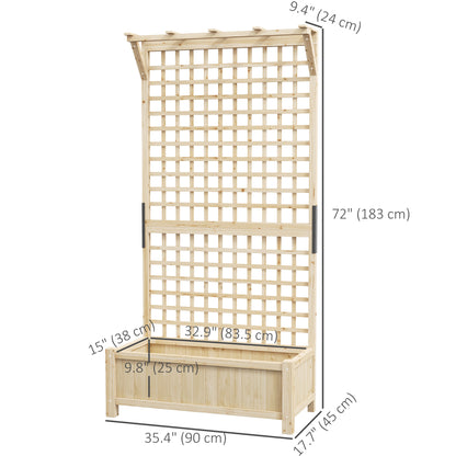 Wood Planter with Trellis for Vine Climbing, Raised Garden Bed, Privacy Screen for Backyard, Patio, Deck, Natural Wood