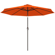 10' x 8' Round Market Umbrella, Patio Umbrella with Crank Handle and Tilt, Outdoor Parasol for Garden, Orange