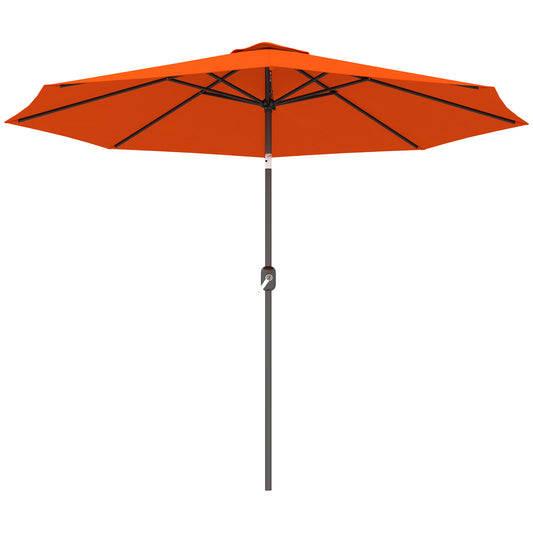 10' x 8' Round Market Umbrella, Patio Umbrella with Crank Handle and Tilt, Outdoor Parasol for Garden, Orange
