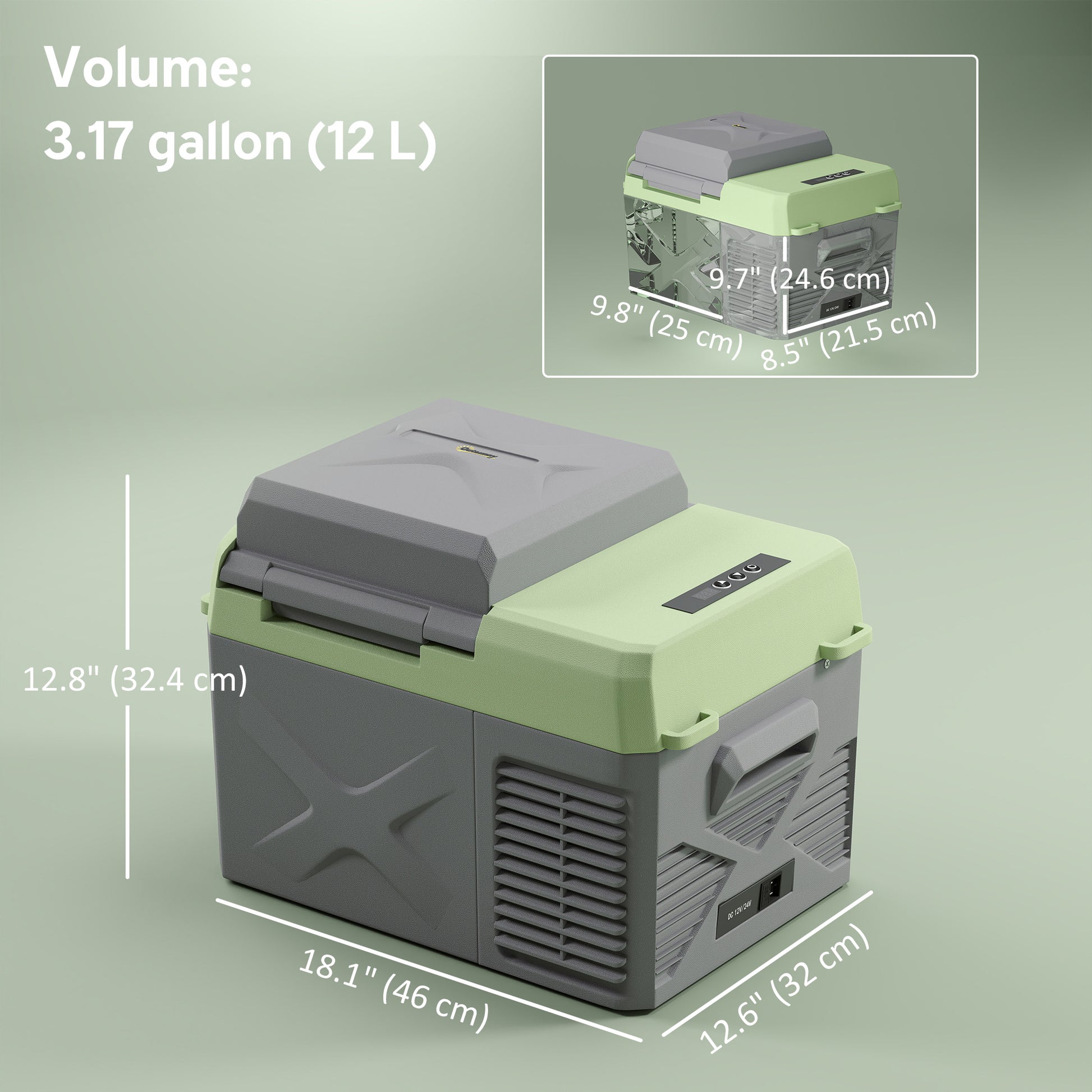 12 Volt Car Refrigerator, 12QT Car Fridge Electric Cooler, 12/24V DC and 110-240V AC, -68℉~68℉, Portable Refrigerator