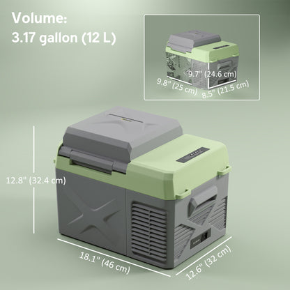 12 Volt Car Refrigerator, 12QT Car Fridge Electric Cooler, 12/24V DC and 110-240V AC, -68℉~68℉, Portable Refrigerator