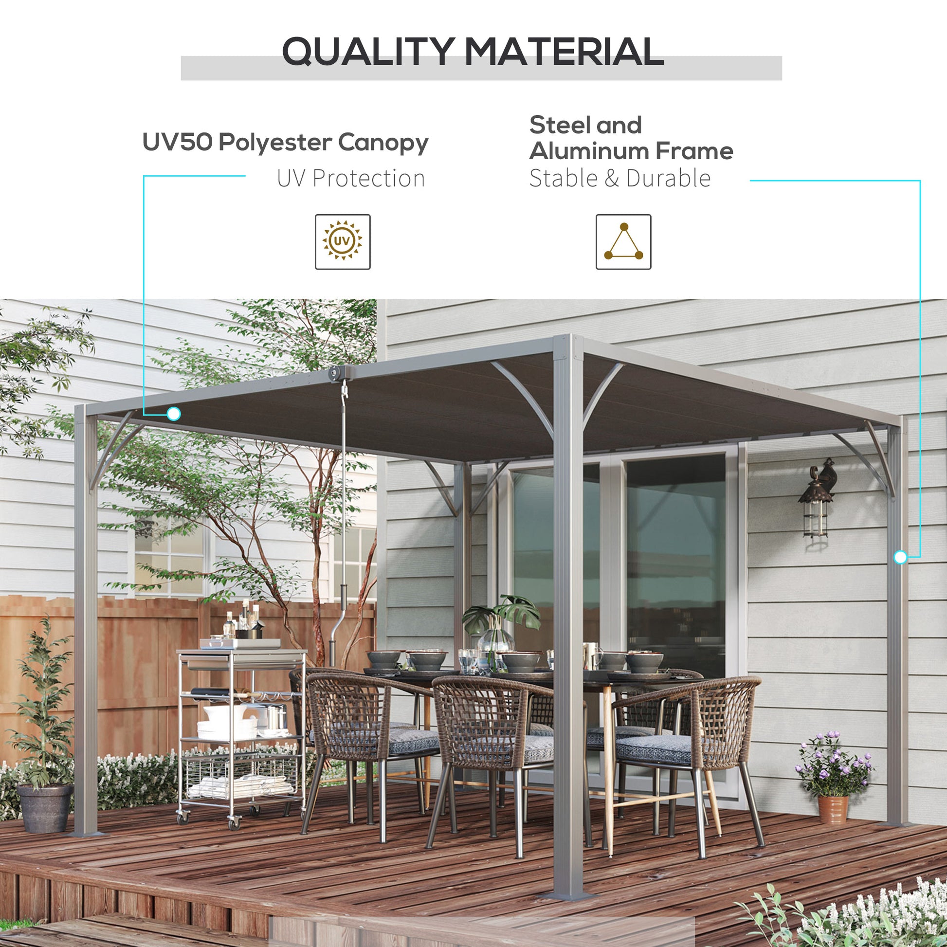 9.7' x 9.7' Outdoor Pergola with Retractable Roof, Aluminium Louvered Pergola Canopy Gazebo for Lawn Garden Patio, Grey