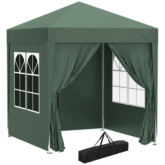 6.6'x6.6' Pop Up Canopy Tent with Sidewalls, Instant Sun Shelter Camping Gazebo with Carry Bag, for Outdoor, Garden, Patio, Green