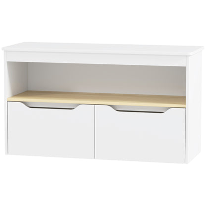 Qaba Kids Bookshelf with 2 Drawers, Large Tabletop, Shelf, for Nursery, Kids Room, Bedroom, Living Room, White