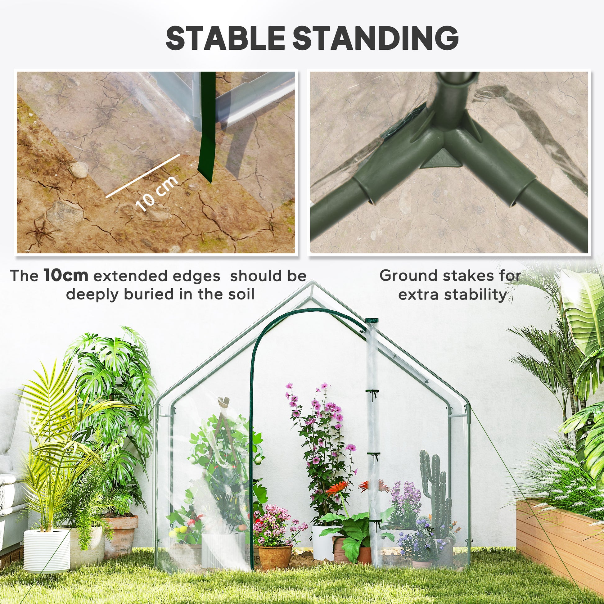 6'x3.3'x5.5' Walk-in Garden Greenhouse with Door and Window, Portable Mini Greenhouse for Plants Flowers Herbs, Steel Outdoor Hot House Growing Tent, Clear Plastic Cover