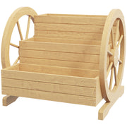 Wooden Wagon Planter Box, 3-Tier Raised Garden Bed, for Vegetables Flowers Herbs, 24" x 24" x 22", Natural