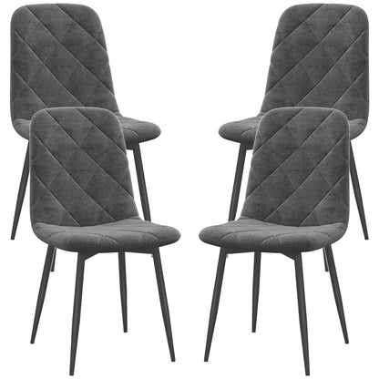 Dining Chairs Set of 4, Upholstered Dining Room Chairs with Steel Legs, Modern Kitchen Chair for Dining Room, Grey