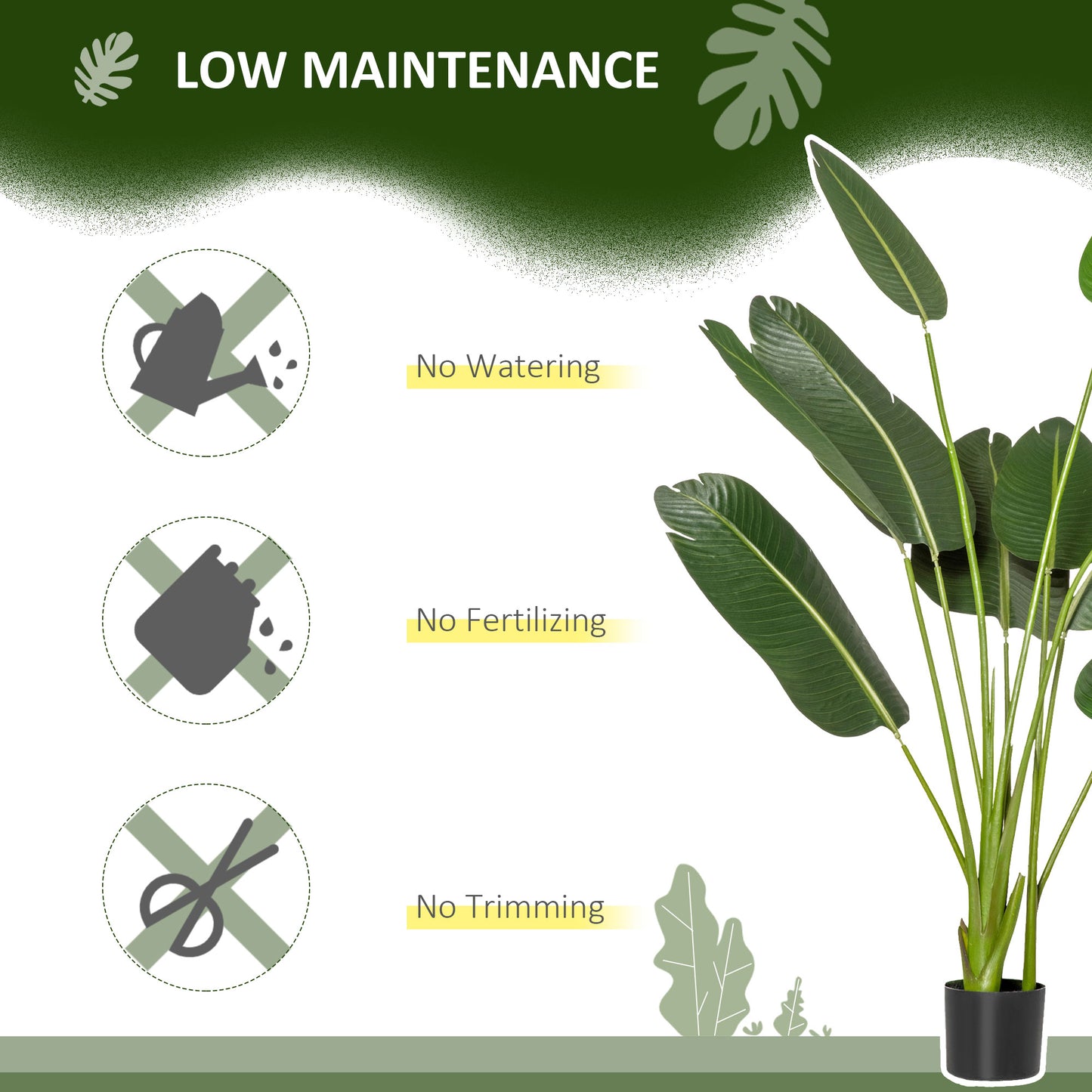 5FT Artificial Banana Tree Faux Decorative Plant in Nursery Pot for Indoor Outdoor Décor
